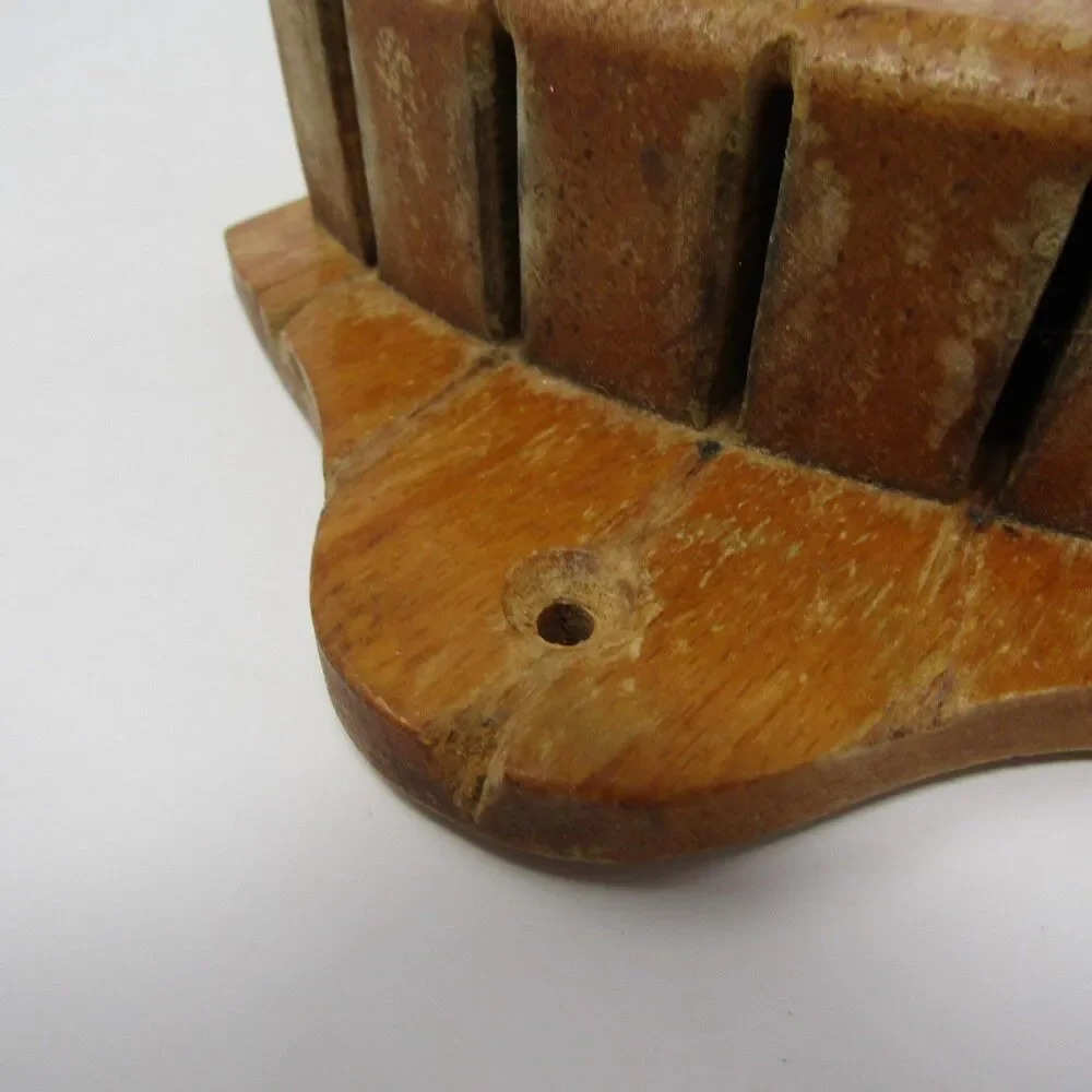 Vintage Yugoslavia Wooden Wall Hanging Knife Block Floral 5.5